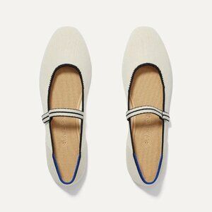 NEW Rothy's Women's Size 5 Square Toe Mary Jane Gardenia Cream Knit Flats